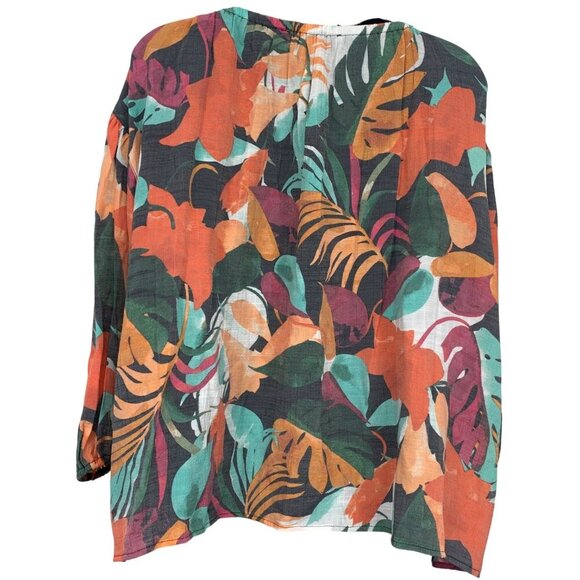 Zac & Rachel Womens XL Extra Large Tropical Peasant Blouse Top 3/4 Sleeve New - Picture 5 of 11